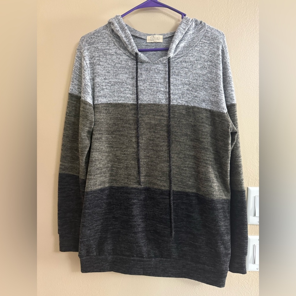 Striped Gray and Green Hoodie